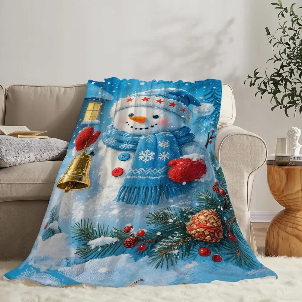 Winter Wonderland Snowman Blanket - Blue and Red